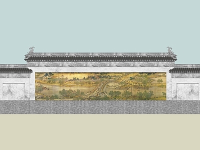 新中式景墙 影壁墙 照壁 国画景墙 宋韵文化景墙