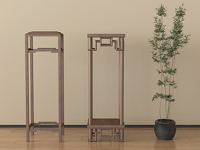 新中式花架 花几花架绿植摆件
