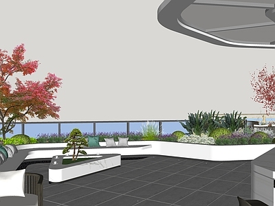 现代主义屋顶花园 商业屋顶植物景观 屋顶花园 植物素材 现代庭院