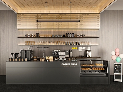 现代简约咖啡厅 啡店吧台 网红吧台 工业风咖啡店 线性吊灯 商用吧台