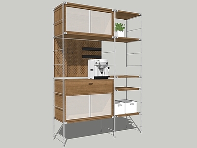 现代简约餐边柜 金属置物架 DIY家具 实木餐边柜 模块化家具 金属极架餐边柜