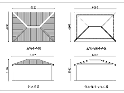 亭子图库 四坡方顶亭 方顶攒尖亭 四坡方亭 方檐四坡亭 四柱四坡亭