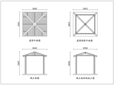 钢结构 格栅顶钢亭 钢构格顶亭 方亭格栅棚 钢架格顶亭 格顶方柱亭