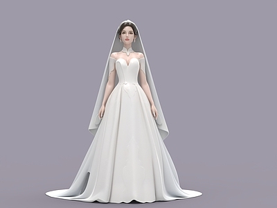 新中式虚拟人物 婚庆 婚纱模特 白色婚纱 白色礼服