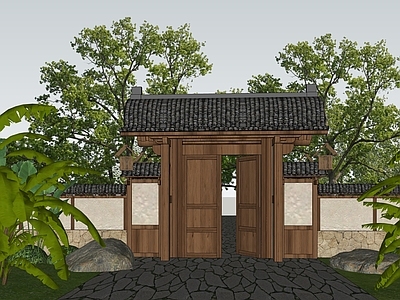 新中式入口大门 景观大门 庭院大门