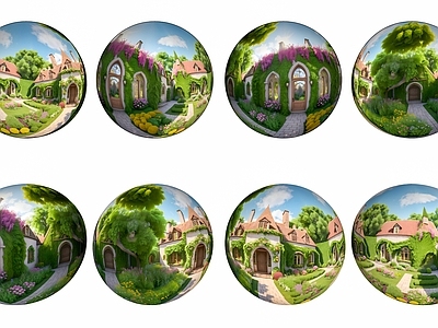 英式乡村田园风格广告牌 童话花园HDRI 圆形HDRI 花园HDRI 卡通HDRI 球形HDRI