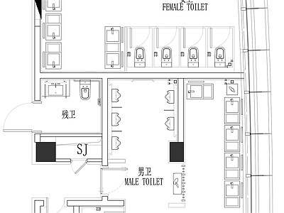 公共卫生间 公共卫生间平面图 公卫平面图