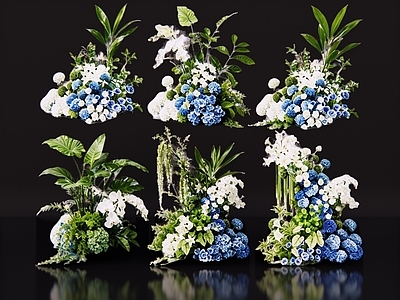 现代花艺风格花境 2D花艺美陈 流苏花 仿真花美陈 绿植美陈 婚庆婚礼花艺