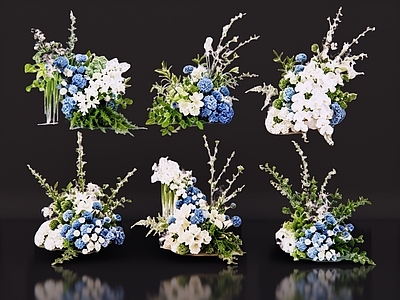 现代简约花境 2D花艺美陈 流苏花 仿真花美陈 绿植美陈 婚庆婚礼花艺