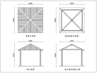 钢结构 钢构四坡亭 四坡钢架亭 四坡观景亭 钢架四坡亭 方顶景观亭