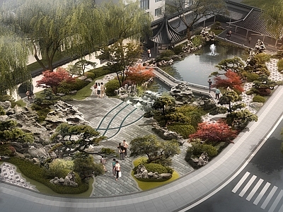 口袋公园 中式游园 口袋公园 城市景观