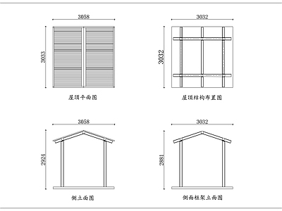 钢结构 四柱斜檐亭 斜檐方亭 斜檐观景亭 斜檐休闲亭 方亭斜檐顶