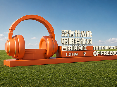 现代主义公园绿地装置 网红打卡装置 网红打卡点 耳机 音乐