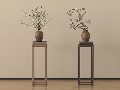 侘寂花艺 花几花架绿植摆件