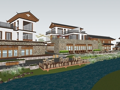 新中式民宿建筑 民宿
