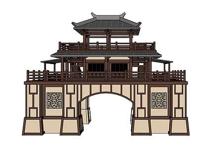 中式古建筑 城楼 古建筑 楼门
