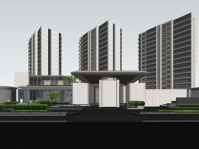 极简主义小区建筑 杭州招商杭著臻邸 入口示范区 高层