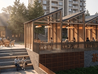 新中式餐饮建筑 特色景观亭 特色景观廊架 户外茶室 坝坝茶景观 茶室景观亭