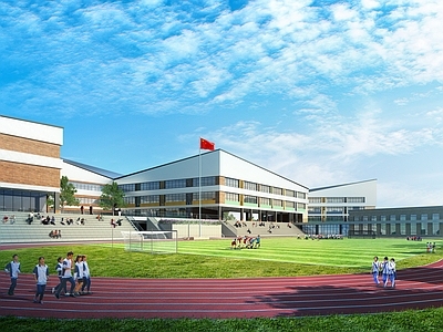 现代主义学校外观 学校 操场