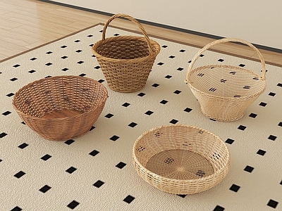 日式其他摆件 菜篮子菜筐 收纳筐藤编筐