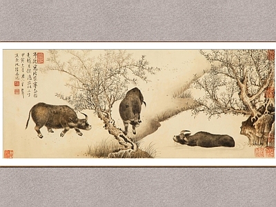 中式挂画 水牛 谢稚柳 古画 装饰画