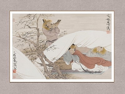 中式挂画 文姬思汉 人物画 徐乐乐 装饰画