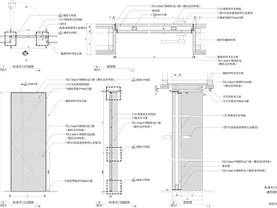 综合门节点 标准木门 标准门节点大样图