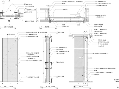 综合门节点 标准木门 平面门 木门节点大样图