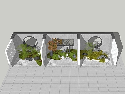 新中式景观其他景观小品 景观小品 中式小品 中式景墙 微地形景观 日式枯山水