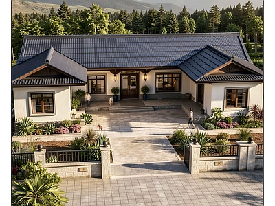 其他建筑 新中式一层三合院