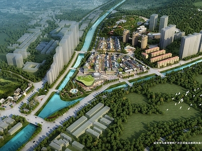 新中式鸟瞰规划 古建规划 商业街 古建商业街