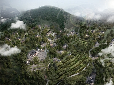 地域主义鸟瞰规划 古建 文旅项目