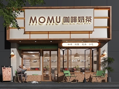 原木风门头 咖啡奶茶店门头 甜品店门头 餐厅门头 门头设计