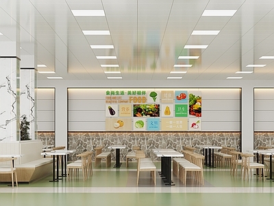 现代简约学生食堂 食堂 餐厅 大学食堂 食堂桌椅