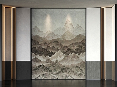 新中式背景墙 新中式背景墙 山纹造型背景墙 装饰背景墙 玄关背景墙