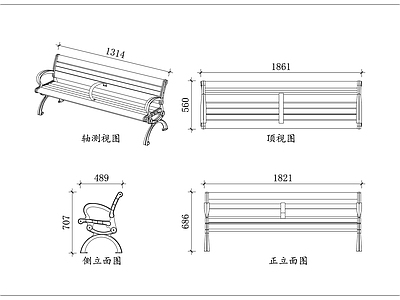 家具图库 弯脚黄板椅 黄板靠背椅 曲脚铁艺椅 黑铁长条椅 户外配色椅