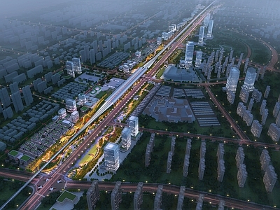 现代主义交通枢纽景观 现代景观道路