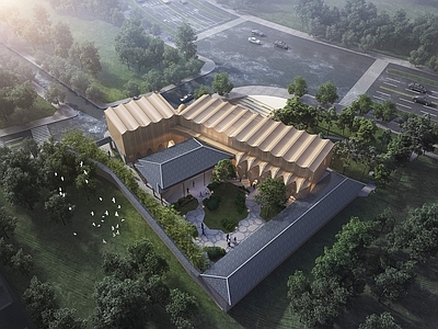 新中式艺术风格建筑 现代异形菜市场 现代异形集市