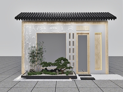 新中式其他展厅 屋檐盆景雕刻字