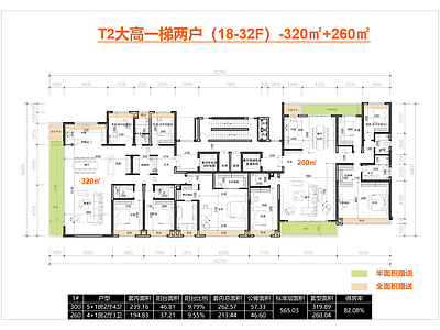高层住宅 T2高层户型 一梯两户户型 320㎡户型 边厅 新规全景舱户型