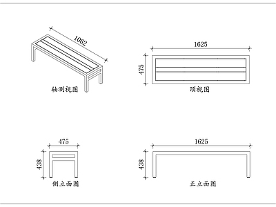 家具图库 方架长条凳 方形支脚凳 简约支架凳 户外方腿凳 框架长坐凳