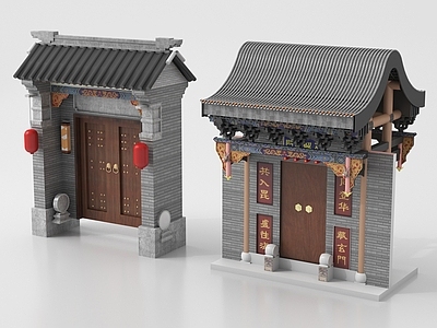 中式古建 庭院门垂花门 大门古建门