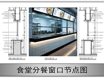 墙面节点 食堂分餐窗口节点
