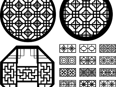 其他图库 线条 花纹 窗花 纹理 贴图