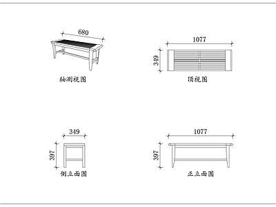 家具图库 栅格木长凳 原木格面凳 镂空木长凳 木纹长条凳 格栅休闲凳