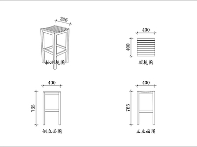 家具图库 简约坐凳 平面方凳 休闲矮凳 实心坐墩 简易圆凳