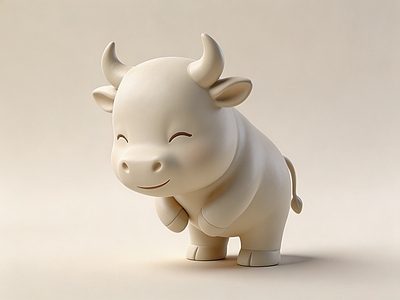 奶油风雕塑摆件 Q版牛 生肖牛 微笑 小牛 萌宠