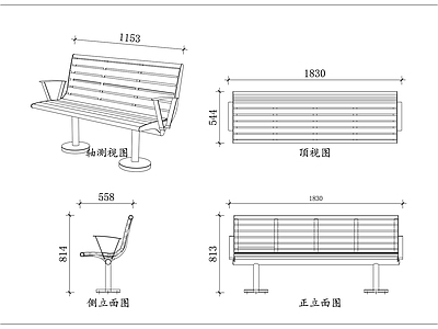 家具图库 横条靠背椅 圆柱支架椅 银灰长条椅 户外靠背椅 金属休闲椅