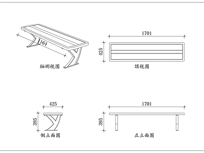 家具图库 拉丝金属凳 银灰长条凳 户外拉丝凳 简约无背凳 哑光休闲凳
