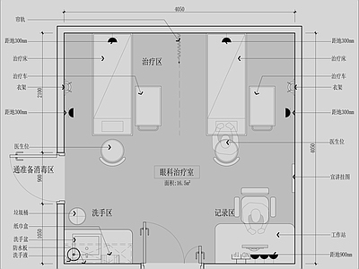医院 眼科治疗室平面图